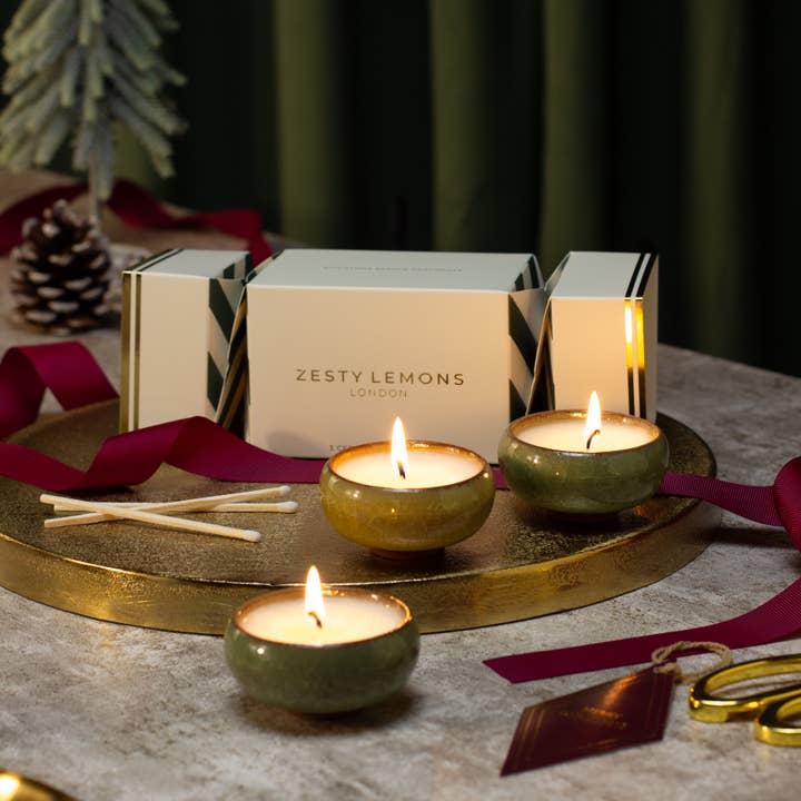 Under the Tree: Olive Tea Light Cracker (Box of 3) - Cypress & Fig for wholesale by Zesty Lemons