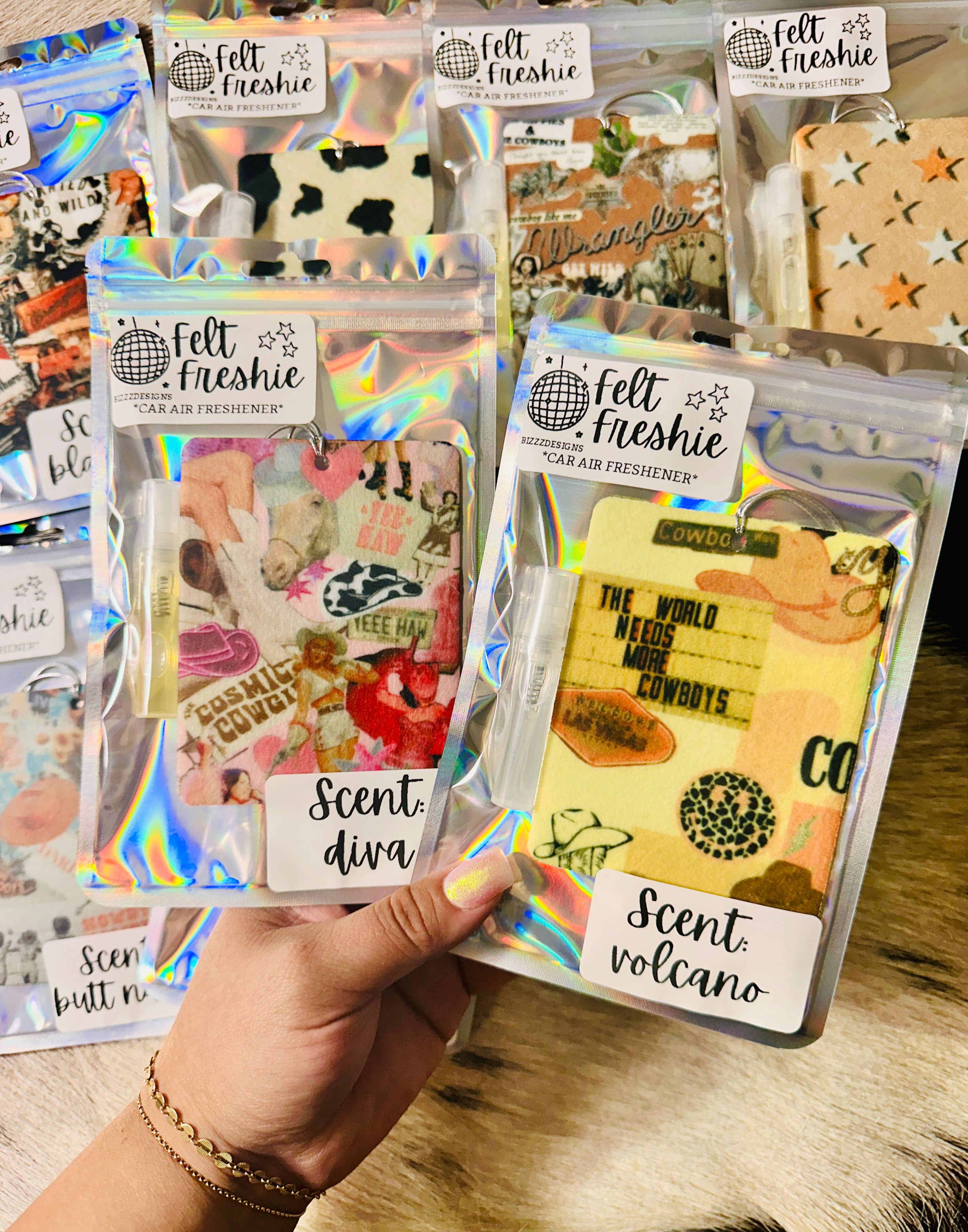 Bizzz Designs - Wholesale Car Freshener - Women's - Western Punchy Felt Freshie Bundle of 10 | Air Freshener11