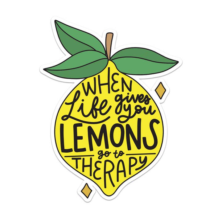 Når livet giver dig citroner, gå til terapi vinylklistermærke for engroshandel hos Mouthy Broad