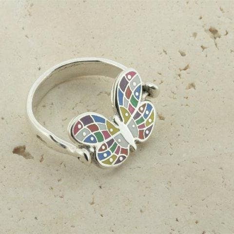Makers & Providers - Wholesale Band/stacked ring - Enamelled Silver Flip Ring - Butterfly2