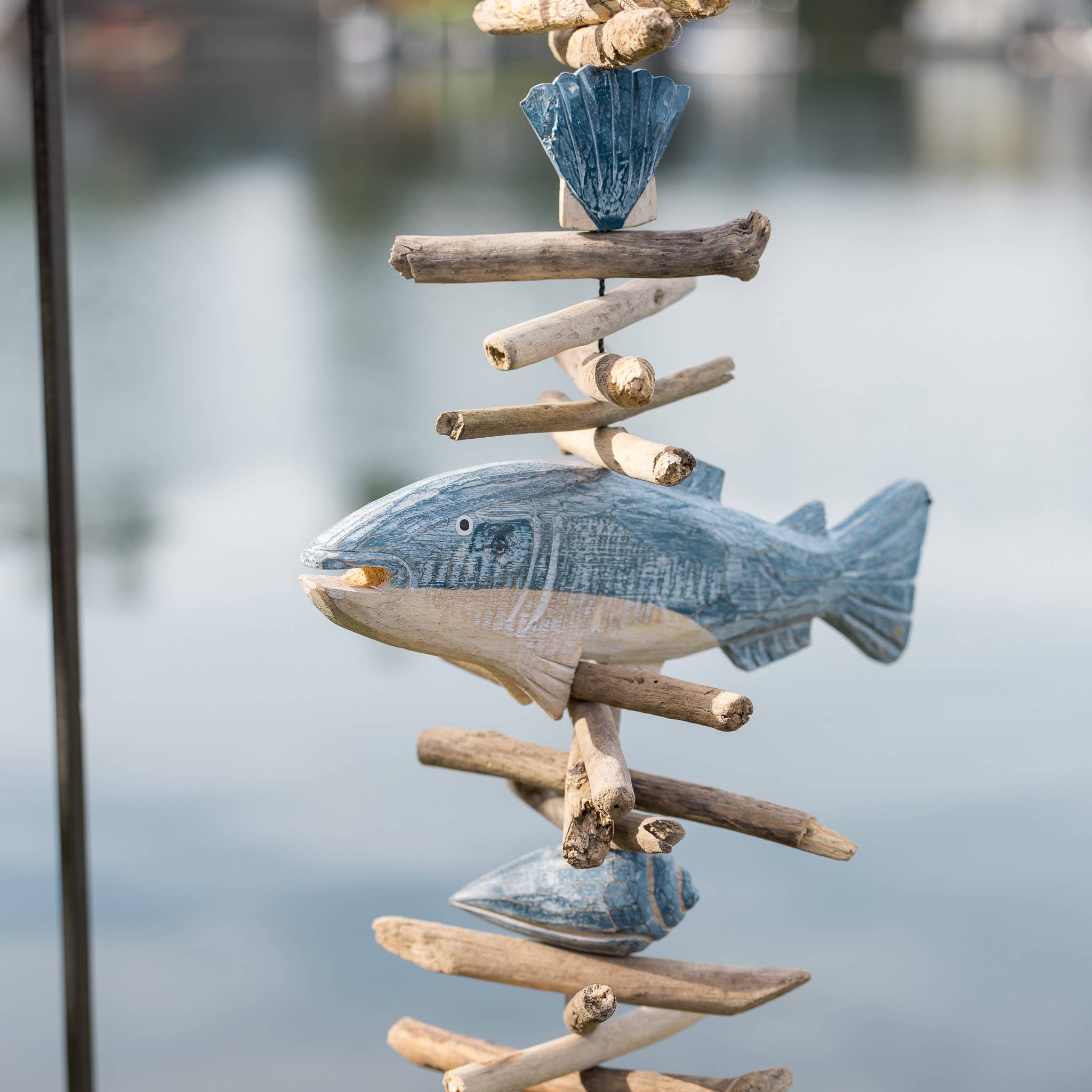 Cohasset Gifts - Wholesale Wind Chime - Blue & White Fish w/Shells and Driftwood Cohasset Bell2
