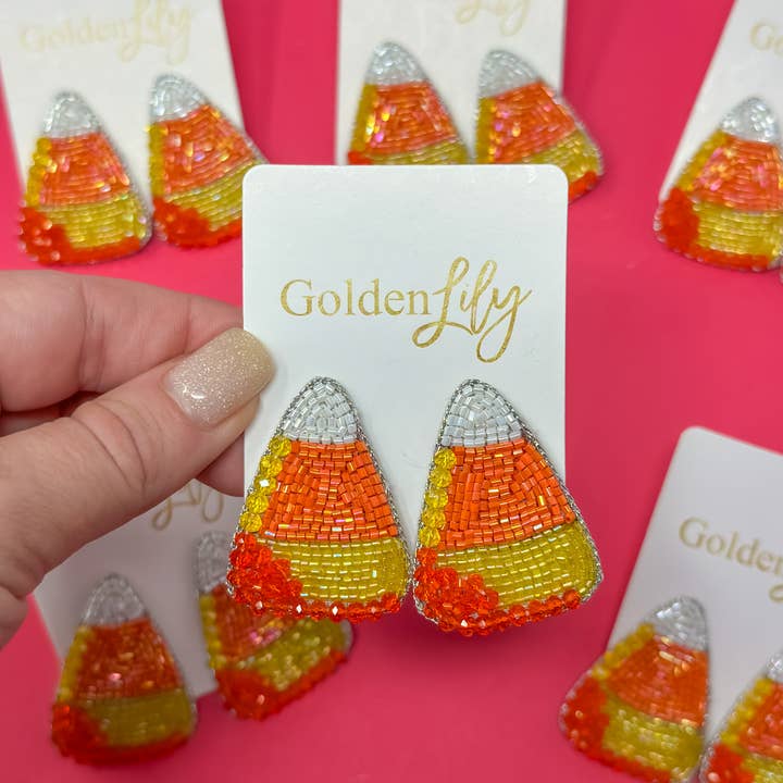 Halloween Candy Corn Stud Earrings for wholesale by Golden Lily