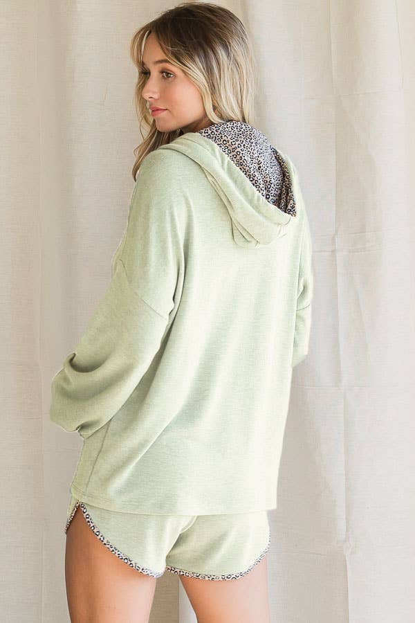 7th Ray - Wholesale Hoodie - Women's - Spring-Summer Animal Contrast Hoodie for Women T39051