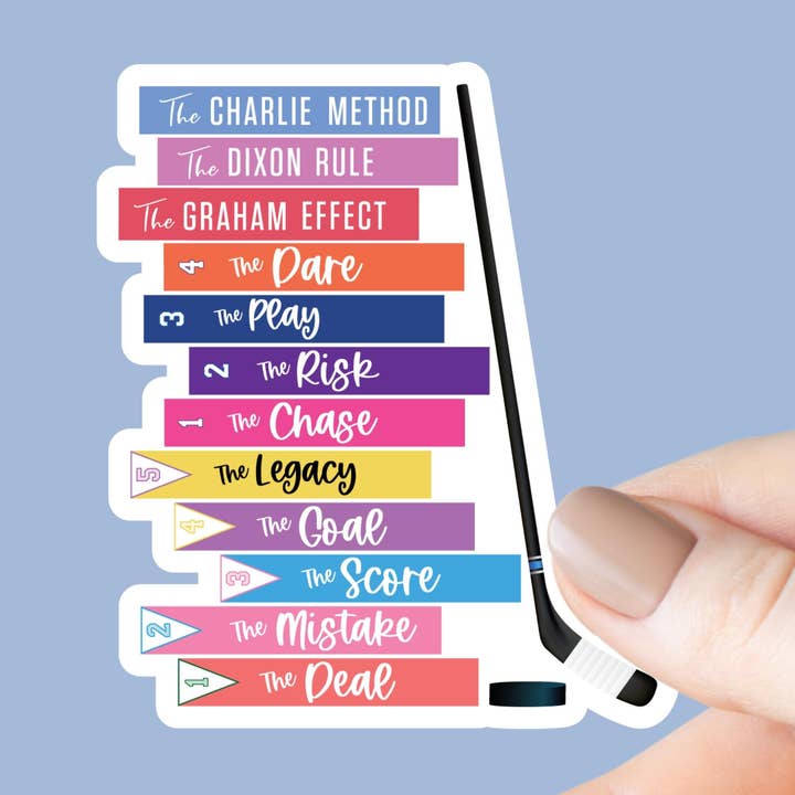 Hockey Romance Book Stack Sticker for wholesale by Chapter & Craft Studio