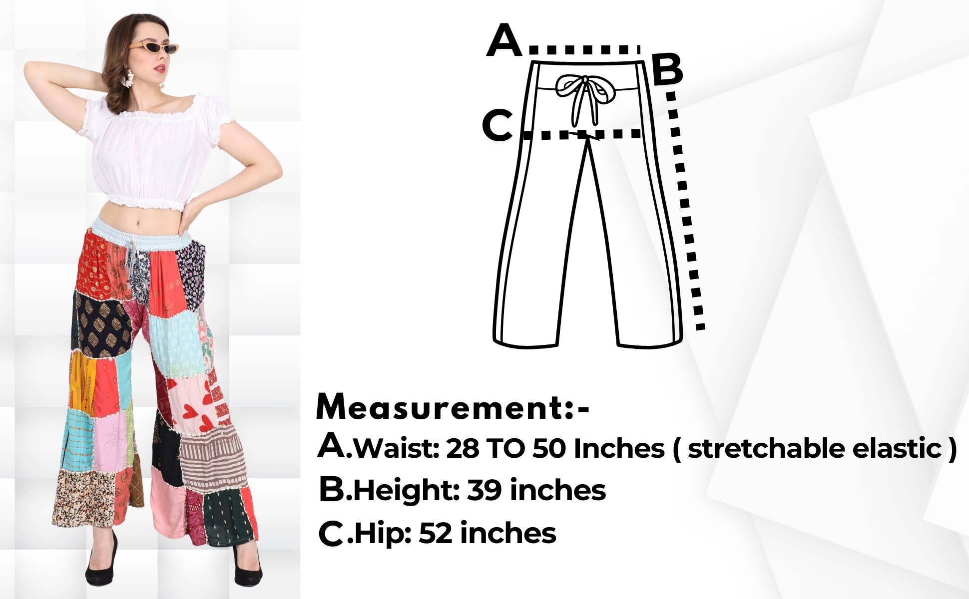 Wevez - Wholesale Pants - Women's - Women Multi Patchwork Wide Leg Pajama Acidwash Pant Mix Lot13