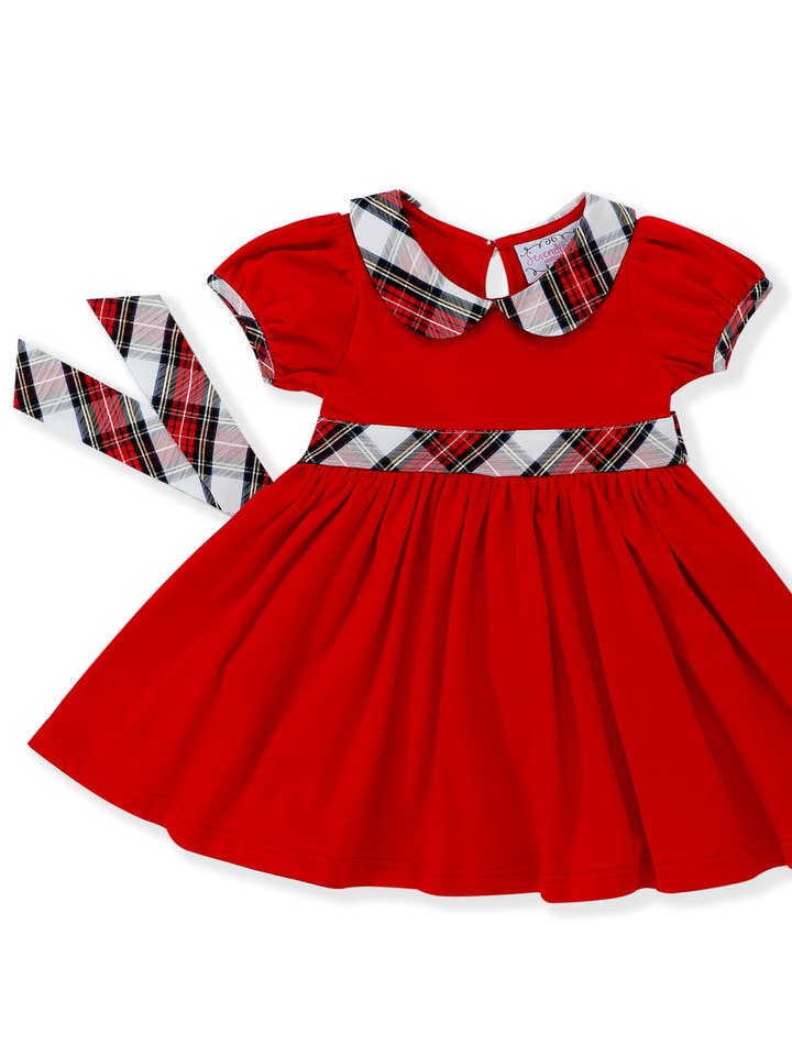 Serendipity Clothing Co - Wholesale Dress - Kids - Girl Holiday Red & Tartan Plaid Dress