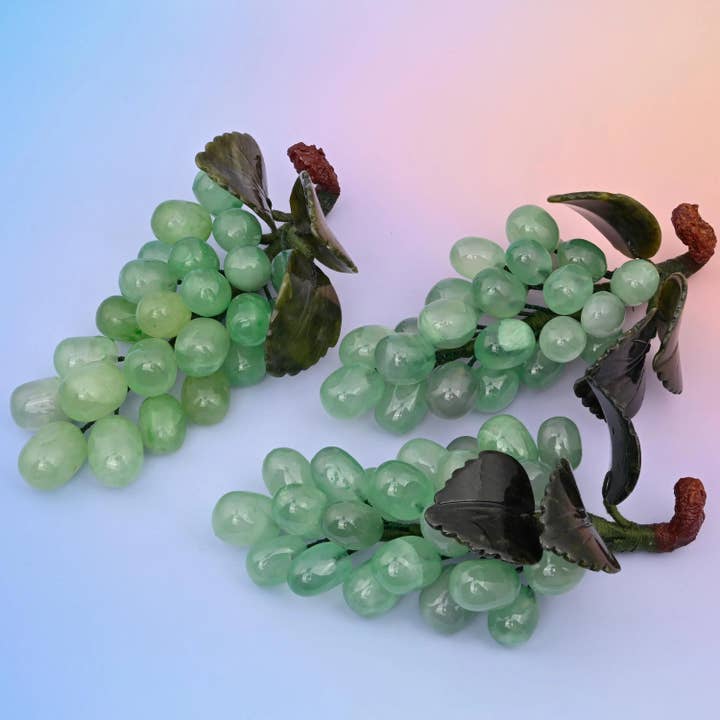 Natural Green Fluorite Grapes Gemstone Crystal Carving for Home Decoration, Size 7 x 3.5 inch for wholesale by Mycrazycrystal