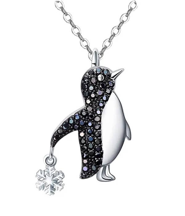 Jewelry Max - Wholesale Pendant/charm necklace - ( E643 ) RHINESTONE PENGUIN PENDANT NECKLACE