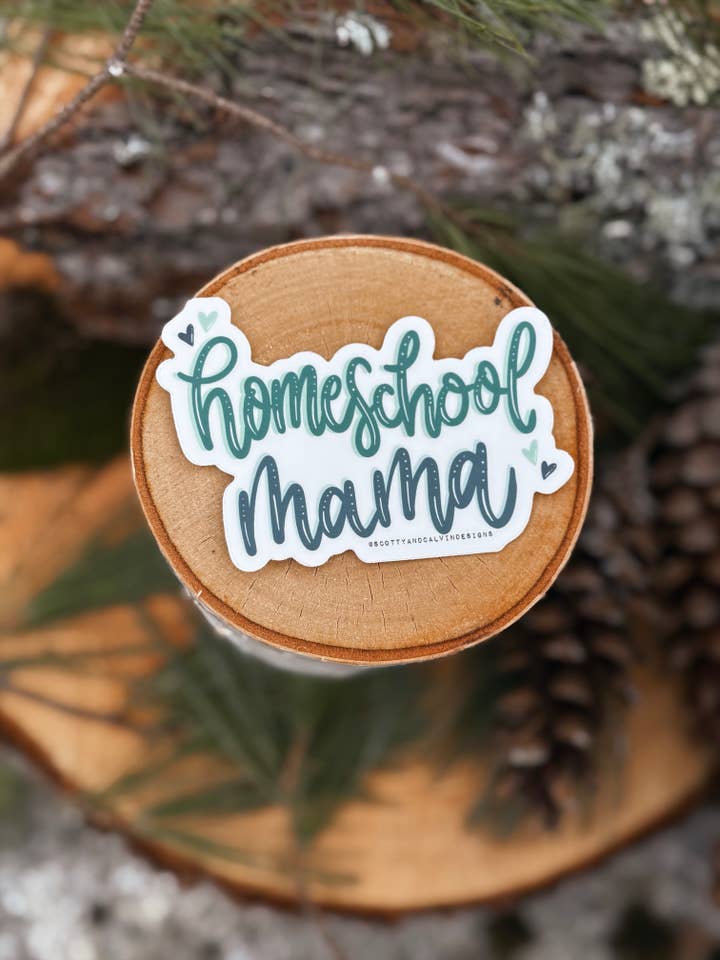 Homeschool Mama Weatherproof Sticker for wholesale by Scotty + Calvin Designs