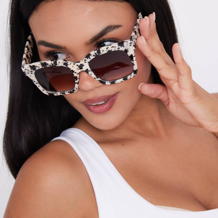 Oversized Square Sunglasses in Black and White Tortoiseshell for wholesale on Faire2
