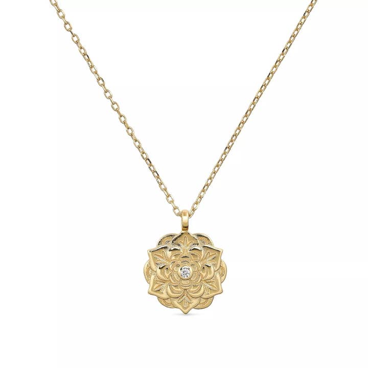 Dainty 18K Gold Lotus Flower Necklace for wholesale by Elk & Bloom