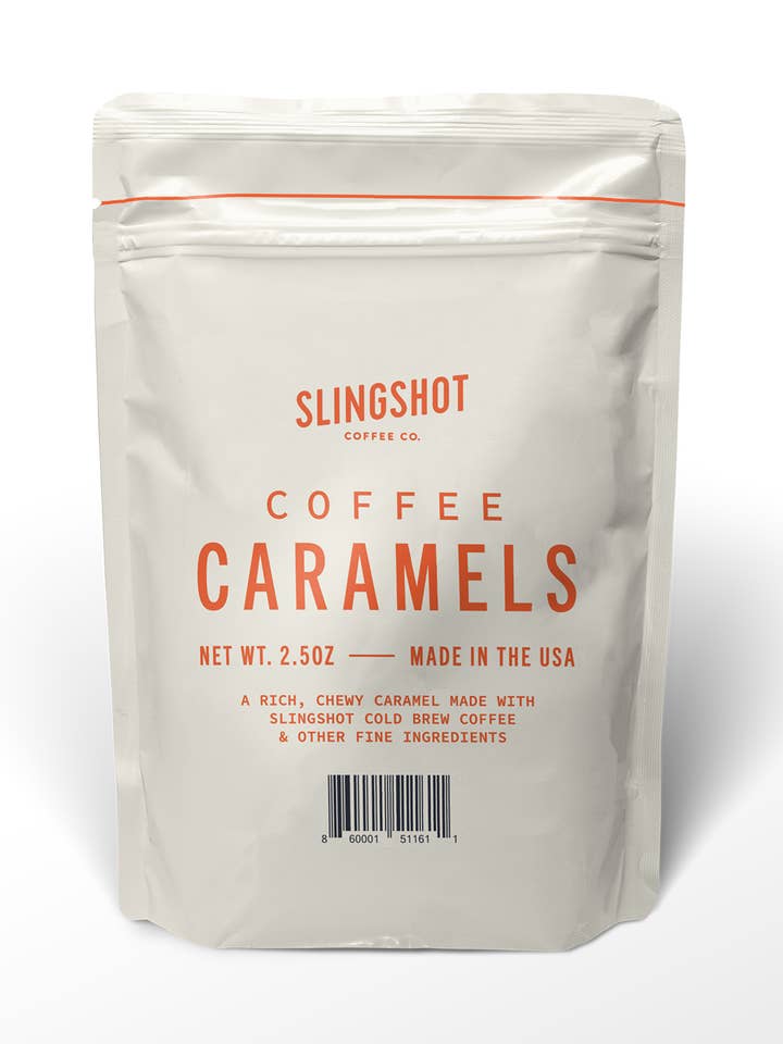 Slingshot Coffee Caramels (Case of 8 Pouch) for wholesale by Slingshot Coffee Company