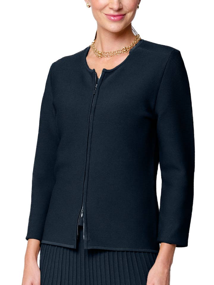 Chaqueta Meg de punto rizado; azul marino para venta al por mayor de Biana