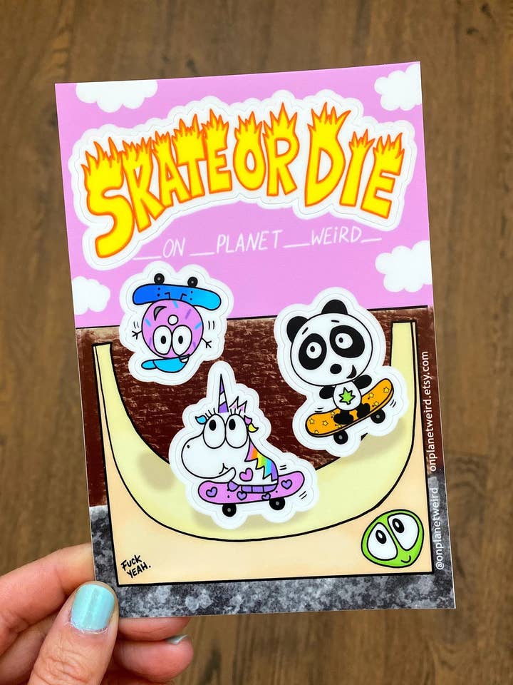 Skate Or gestanst vinylstickervel voor wholesale door On Planet Weird