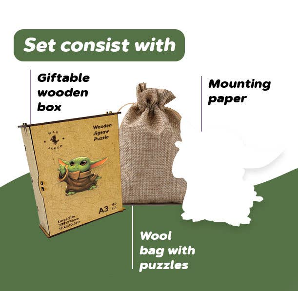 Max Woody™ – wholesale Pussel - Barn – Träpussel Vuxna & Barn Baby Yoda L Storlek 185 st2