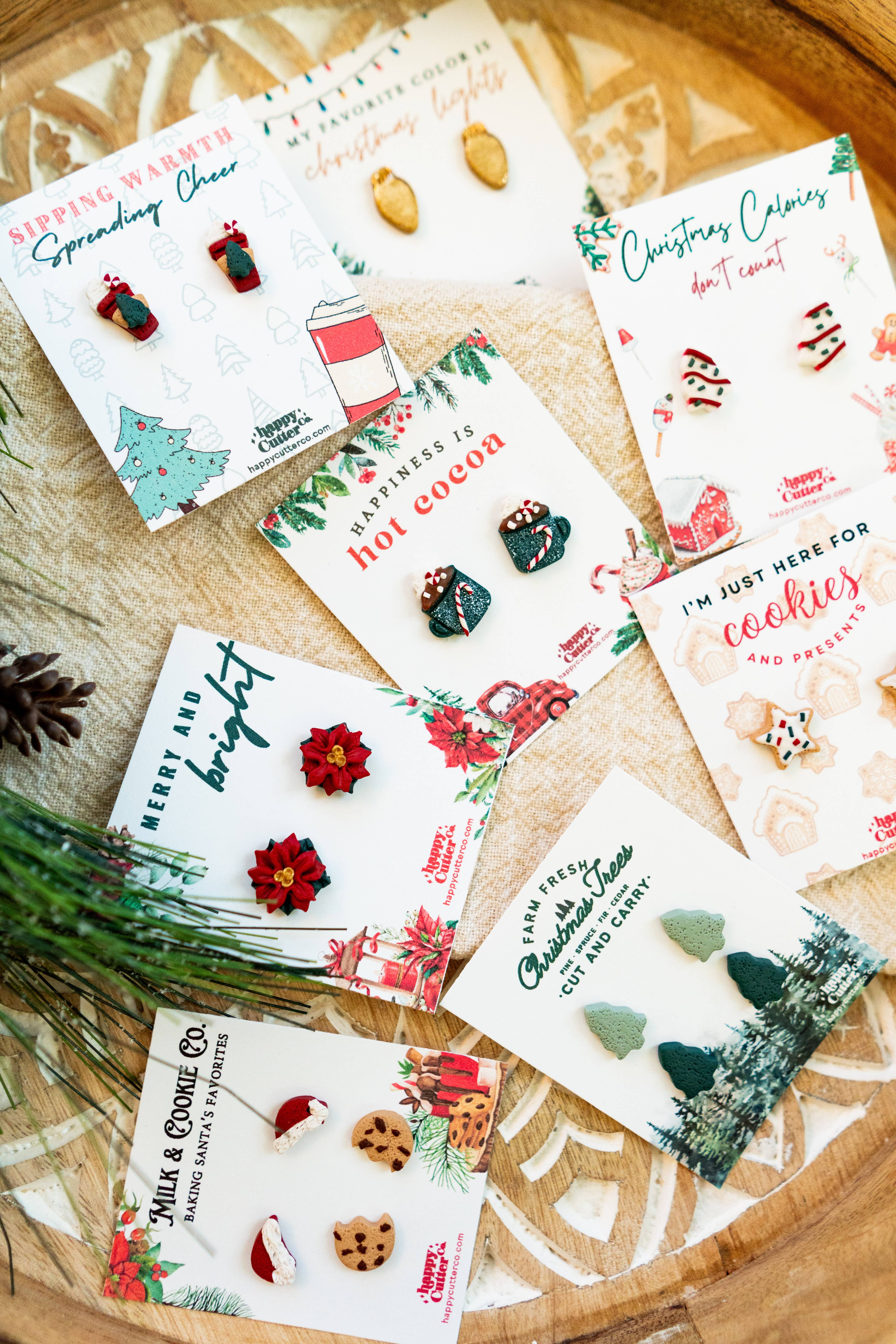 Happy Cutter Co - Wholesale Stud/Post Earrings - Fun Holiday Studs | Santa's Milk and Cookies Christmas Studs2