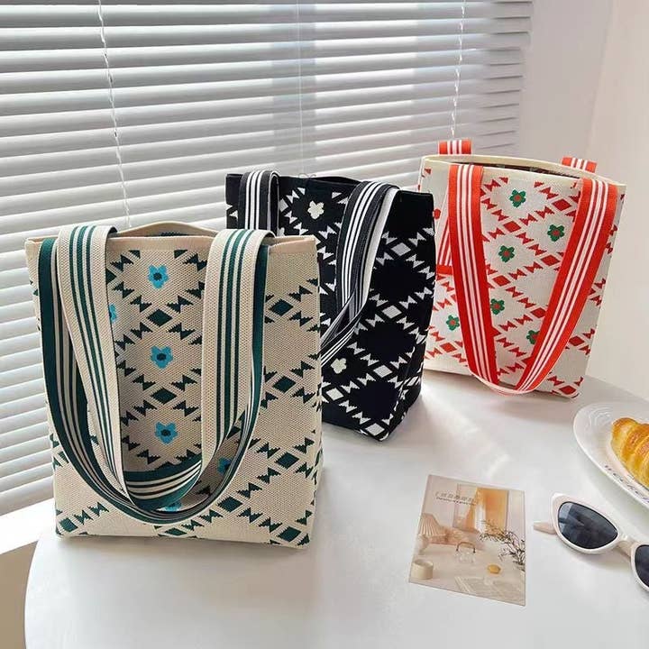 Mosaic Jacquard Knitted Handbag for wholesale by Mirazshoes WholeSale