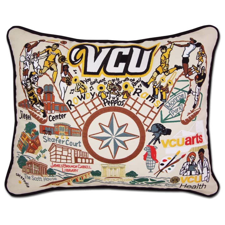 Virginia Commonwealth University (VCU) Collegiate Embroidered Pillow for wholesale by catstudio