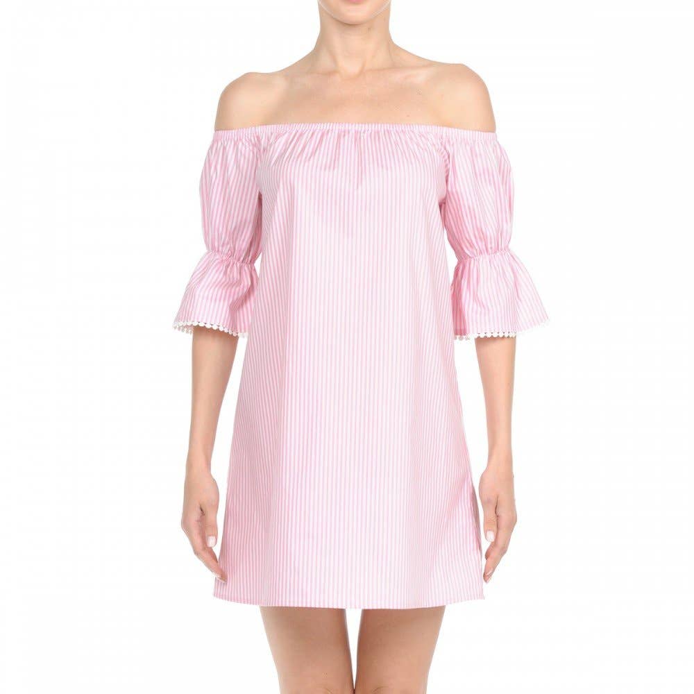 Paperdoll – Engroshandel Kjole - Dame – STRIBET POPLIN OFF VÆVET MINI KJOLE1