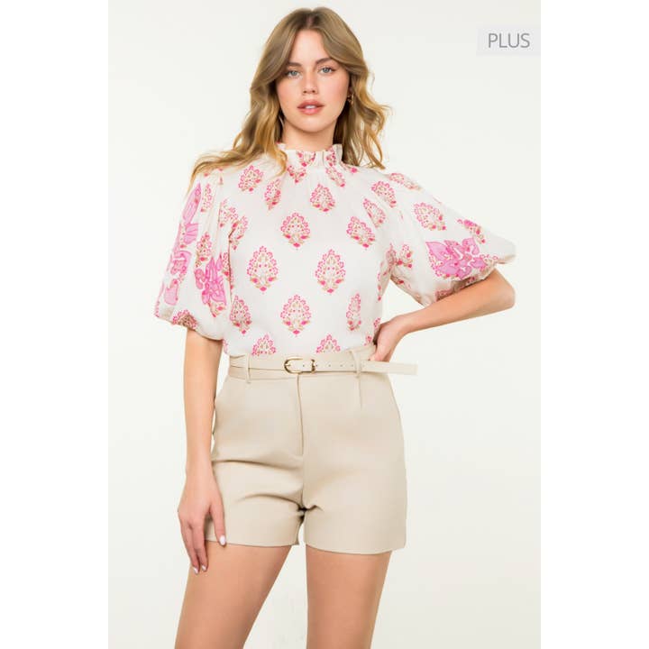 /Size XL/ Puff Sleeve Floral Print Top for wholesale by THML
