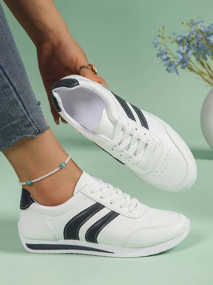 White Isabella Lace Up Flat Shoes for wholesale on Faire