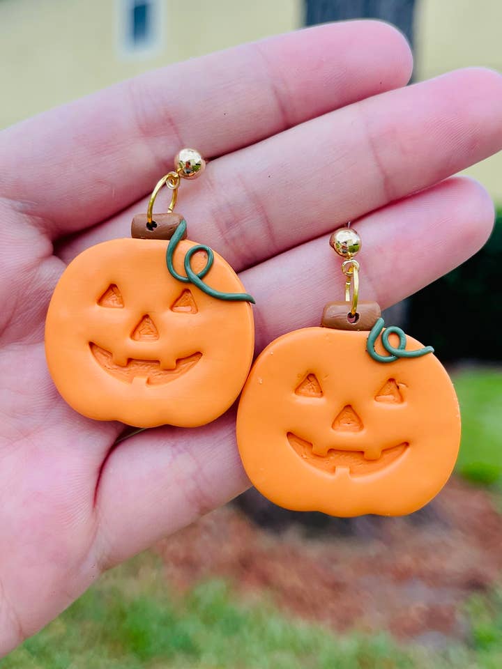 Happy Pumpkins for wholesale by Clouds of Clay Jewelry
