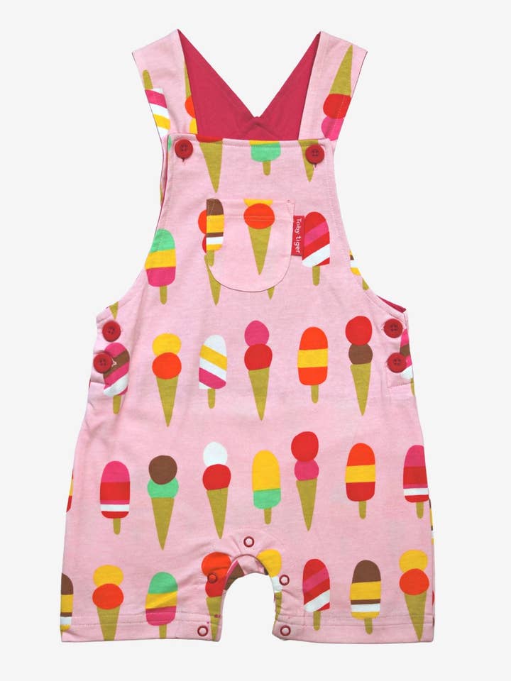Salopette per bambini in cotone biologico con stampa di gelato per la vendita all'ingrosso da parte di Toby Tiger GmbH