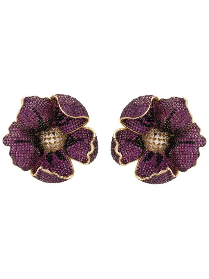 Poppy Flower Red Earrings Gold for wholesale by Latelita