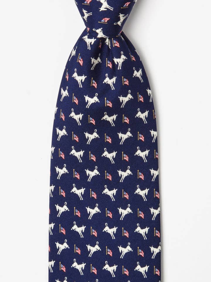 Democratic Donkeys Tie - Navy Blue Silk for wholesale by Alynn