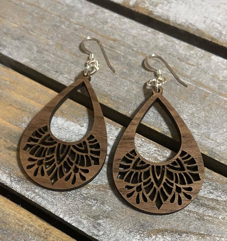Chickadee Creations - Wholesale Dangle Earrings - Walnut wood earrings2