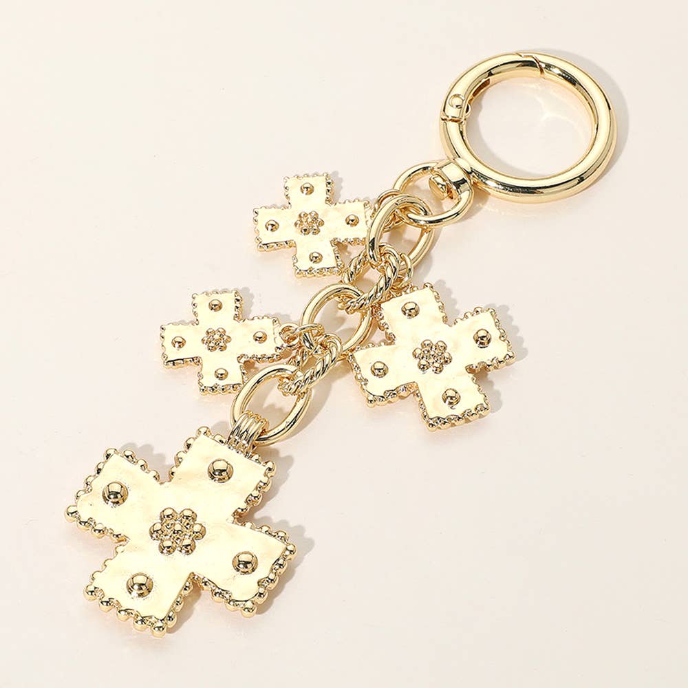Sensibling Corp. – wholesale Keychain – Women's – Multi Metal Cross Drop Charm Keychain / Bag Charm0