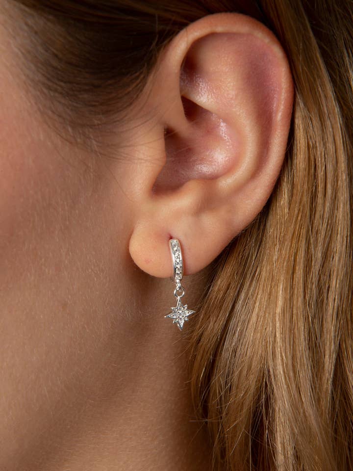 Pendientes North Star de plata de ley 925 al por mayor para mujer para venta al por mayor de Volenia Silver