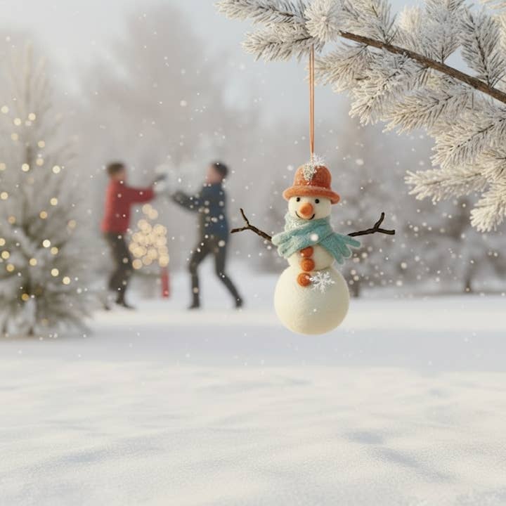 Felt So Good - Wholesale Ornament - Handmade Felt Mabel the Snowman Arctic Hanging Decoration4