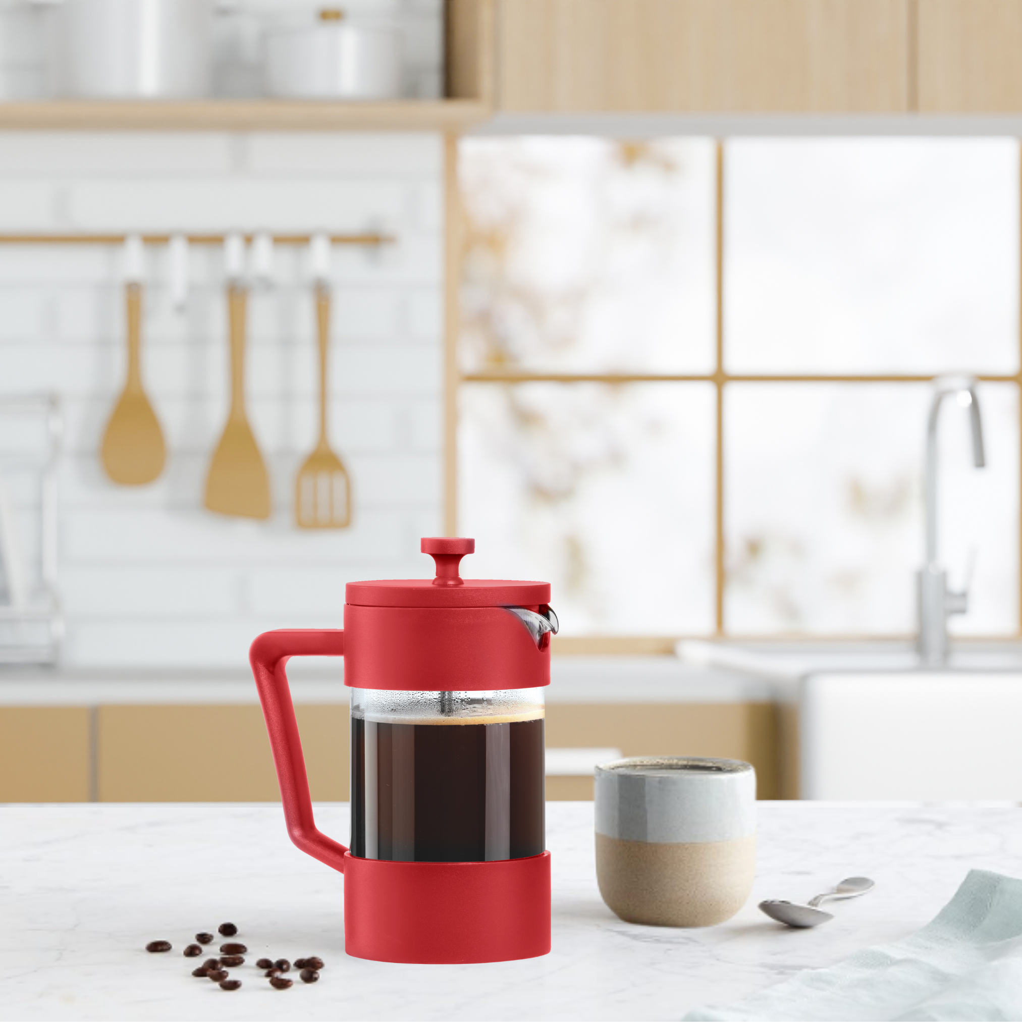Oggi - Vendita all'ingrosso Caffettiere French press - Caffettiera a stantuffo in vetro borosilicato da 5 tazze (600 ml, 20 oz)13