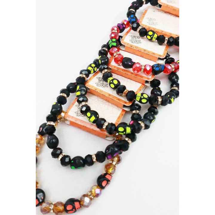 MIX COLOR Colorful Halloween Theme Skull Bracelet for wholesale on Faire