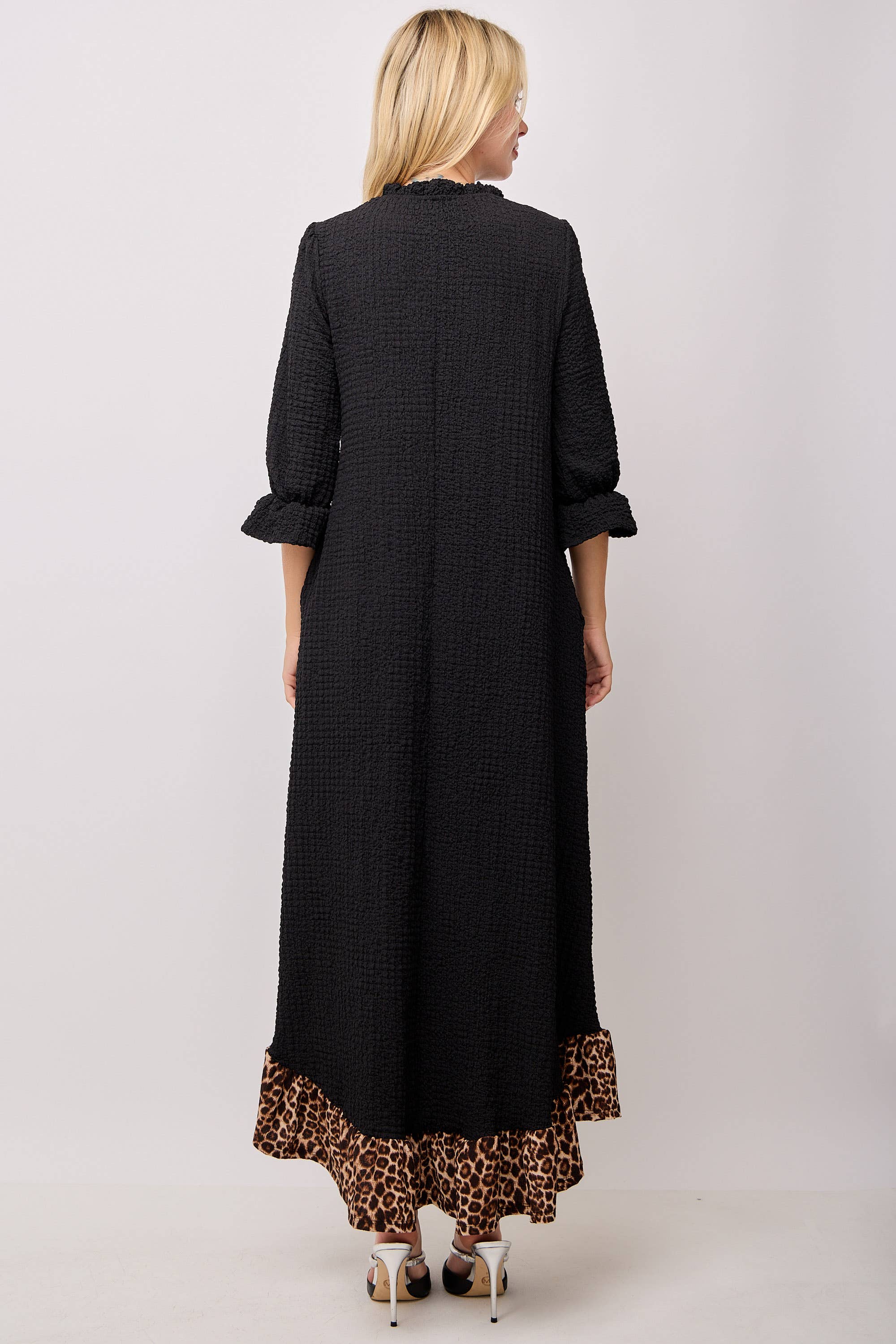 Celeste Clothing - Wholesale Dress - Women's - WOMEN'S PLUS SIZE  MAXI DRESS -LEOPARD CONTRAST AND BOWS 32