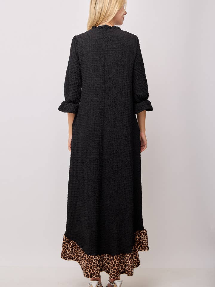 Celeste Clothing - Wholesale Dress - Women's - WOMEN'S PLUS SIZE MAXI DRESS -LEOPARD CONTRAST AND BOWS 32