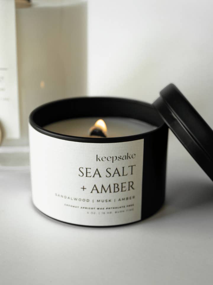 4 oz. Mini Candle - Sea Salt + Amber for wholesale by Keepsake Candle | Curated