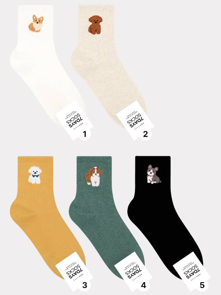 Women's Crew Puppy Land Socks - Made in Korea for wholesale by 7DAYSSOCKS