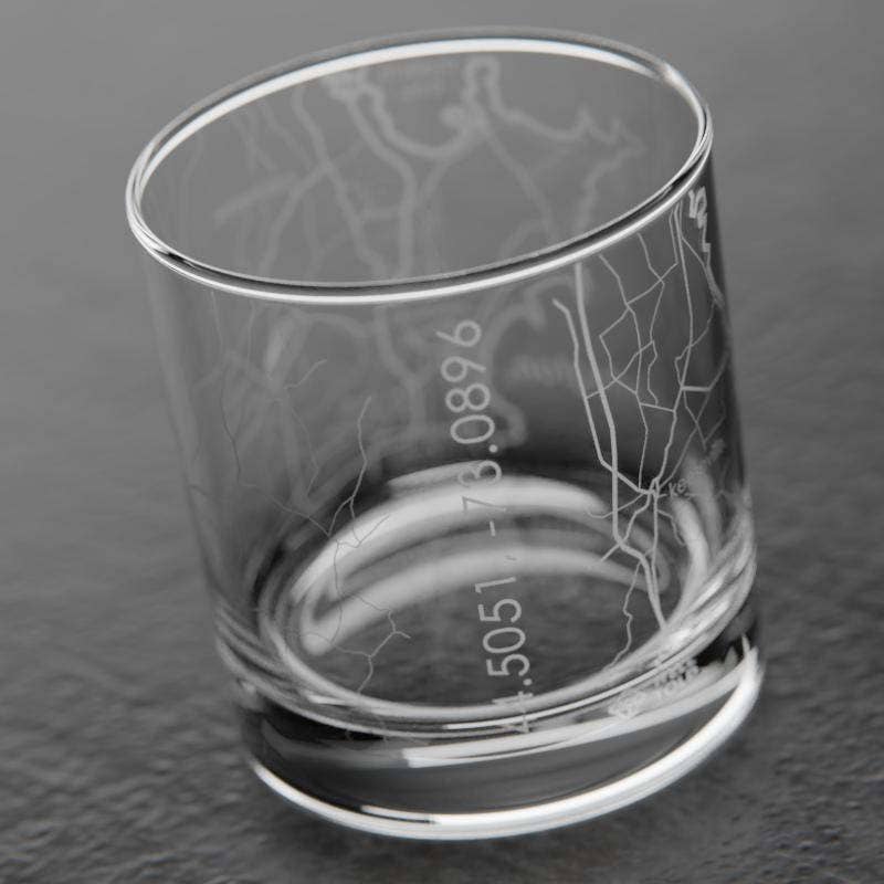 Well Told - Wholesale Drinking Glass/Cup - Burlington, VT City Map - Etched Whiskey Rocks Glass3