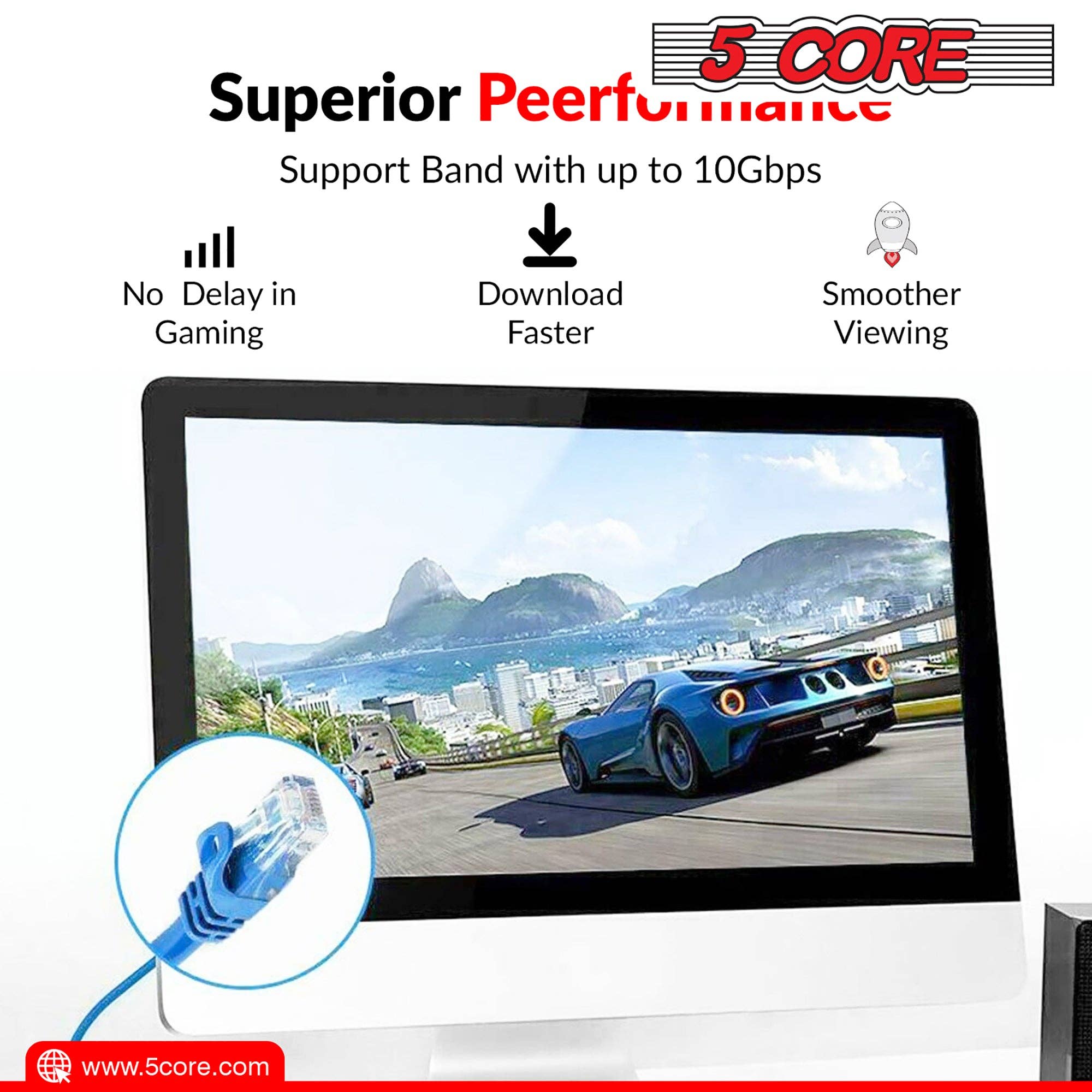 K Cube Inc - Wholesale Music Accessory - 5Core Cat 6 Ethernet Cable RJ45 Internet Computer Cables4