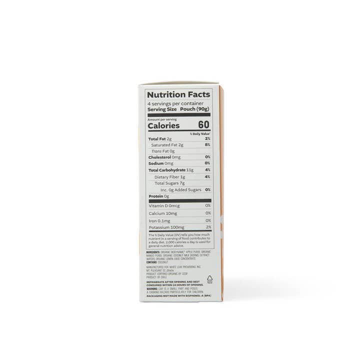 White Leaf Provisions - Wholesale Fruit Snacks - Regeneratively FarmedĀ® Apple + Mango + Coconut Sauce5