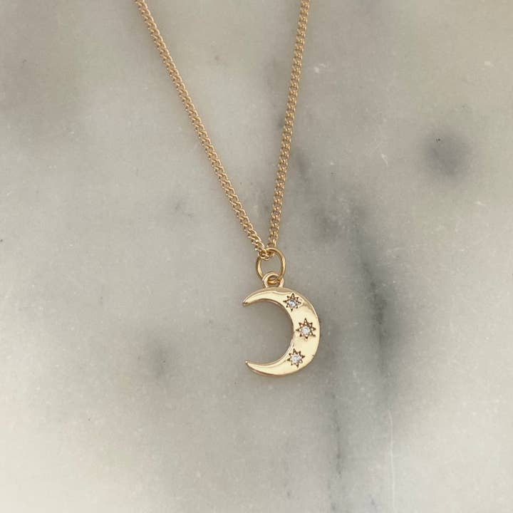 Amady Jewelry - Wholesale Pendant/Charm Necklace - Crescent Half Moon 18K gold filled necklace waterproof