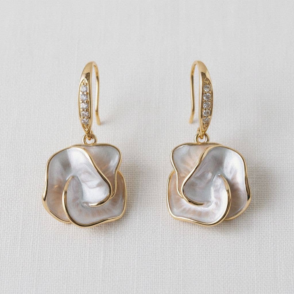 Ellemadera - Wholesale Dangle Earrings - Handmade Enamel Camellia Flower Dangle Earrings