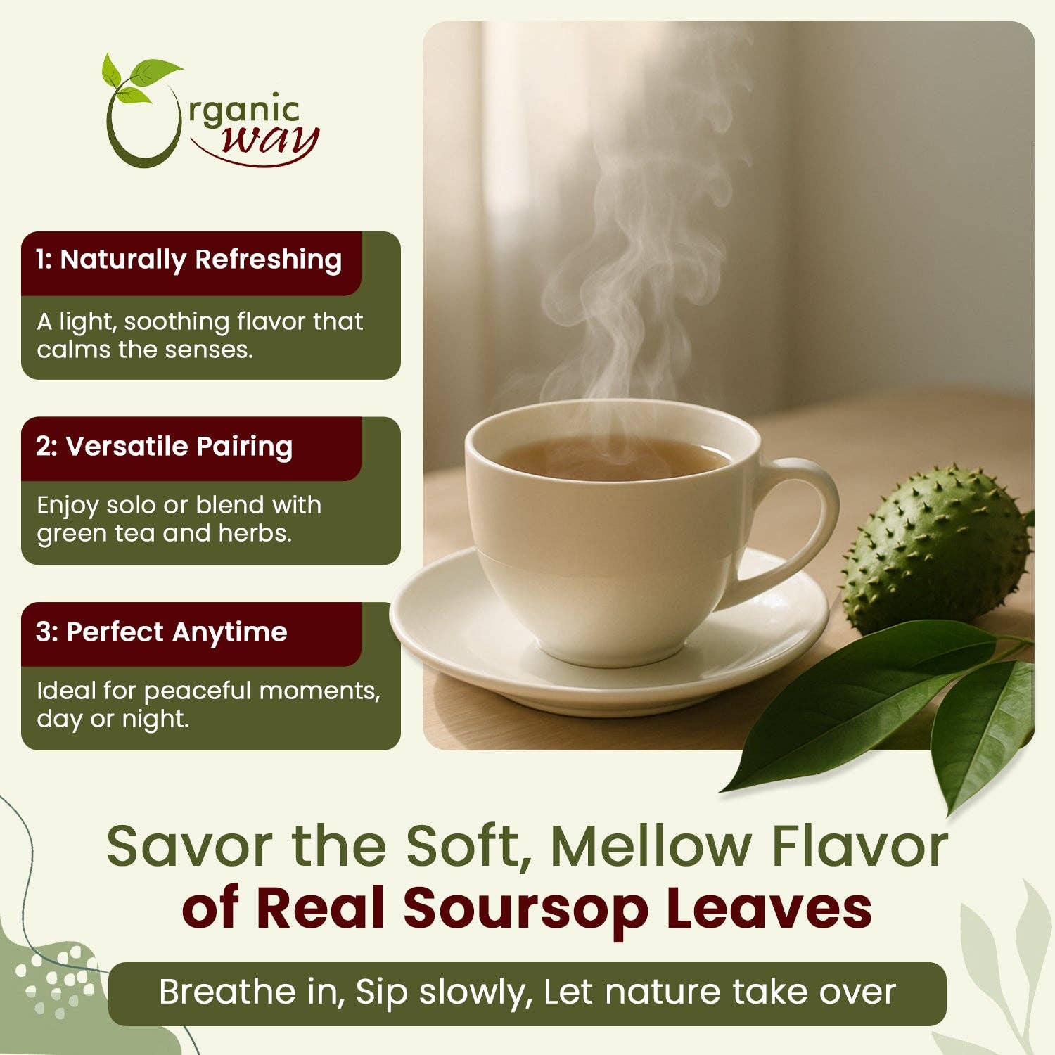 Organic Way LLC – wholesale Herbs – Dried Soursop Leaf Coarse Cut (Annona Muricata) - Herbal Tea | Vegan, Non GMO & Gluten Free | Kosher Certified | Resealable Bag | 100% Raw from Sri Lanka5