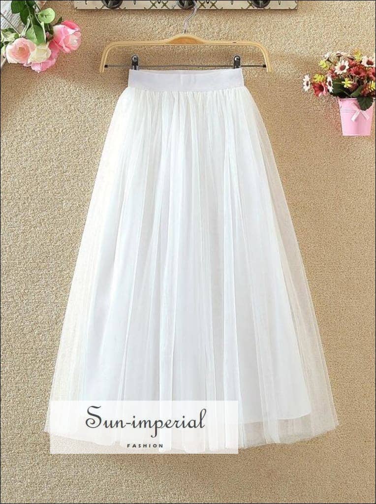 Sun Imperial - Wholesale Skirt - Women's - Long Tulle Mesh Skirt High Waist - Pleated Tutu Design2