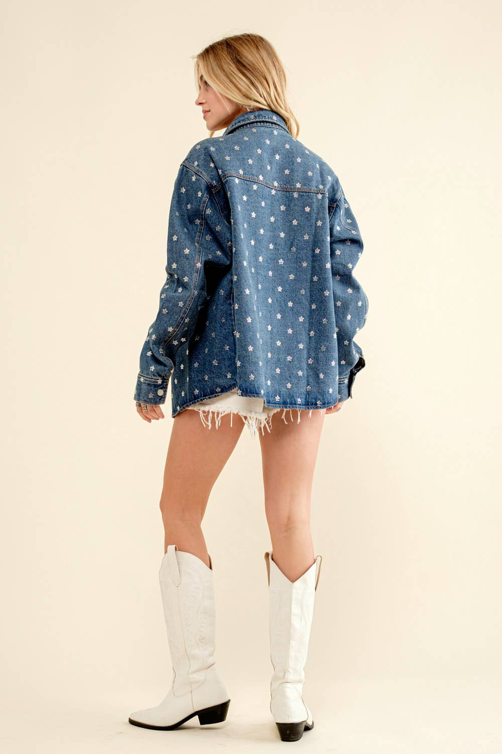 Blue B - Vente Veste en jean – femme - 22591J - Veste en jean surdimensionnée à boutons-pression Micro Star10