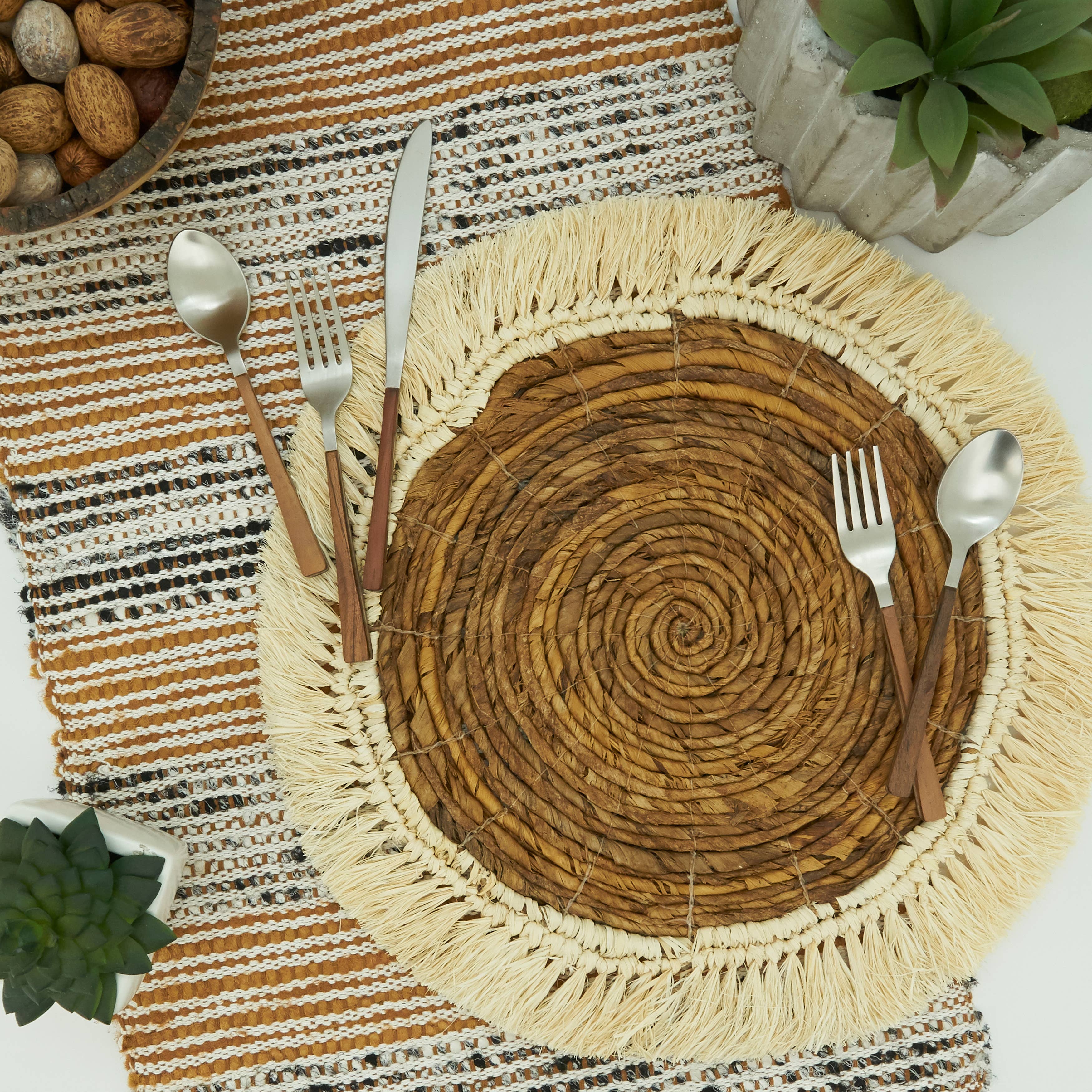 Marron Set de table Raffia Abaca en vente sur Faire1