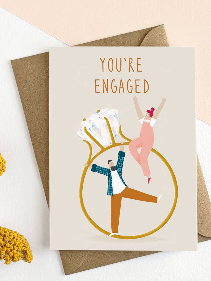 Illustrated Engagement Card for wholesale by Elsa Rose Frere