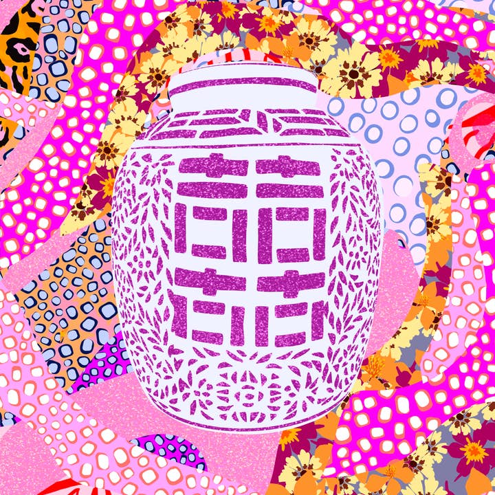 HoldThatPunch - Wholesale Art Print - Maximalist Chinoiserie - Ginger Jar No. 21